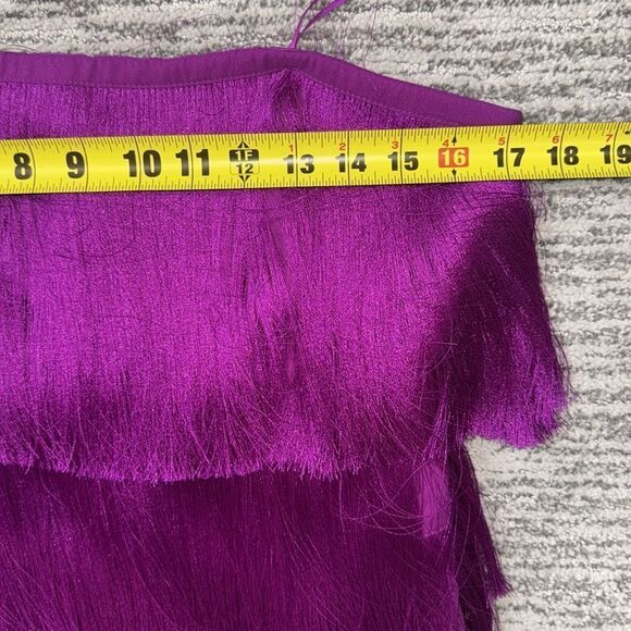 NWT Milly Nuoir Metallic Fringe Mini Dress Fuchsia Metallic Size 10 Great Gatsby - Picture 7 of 10